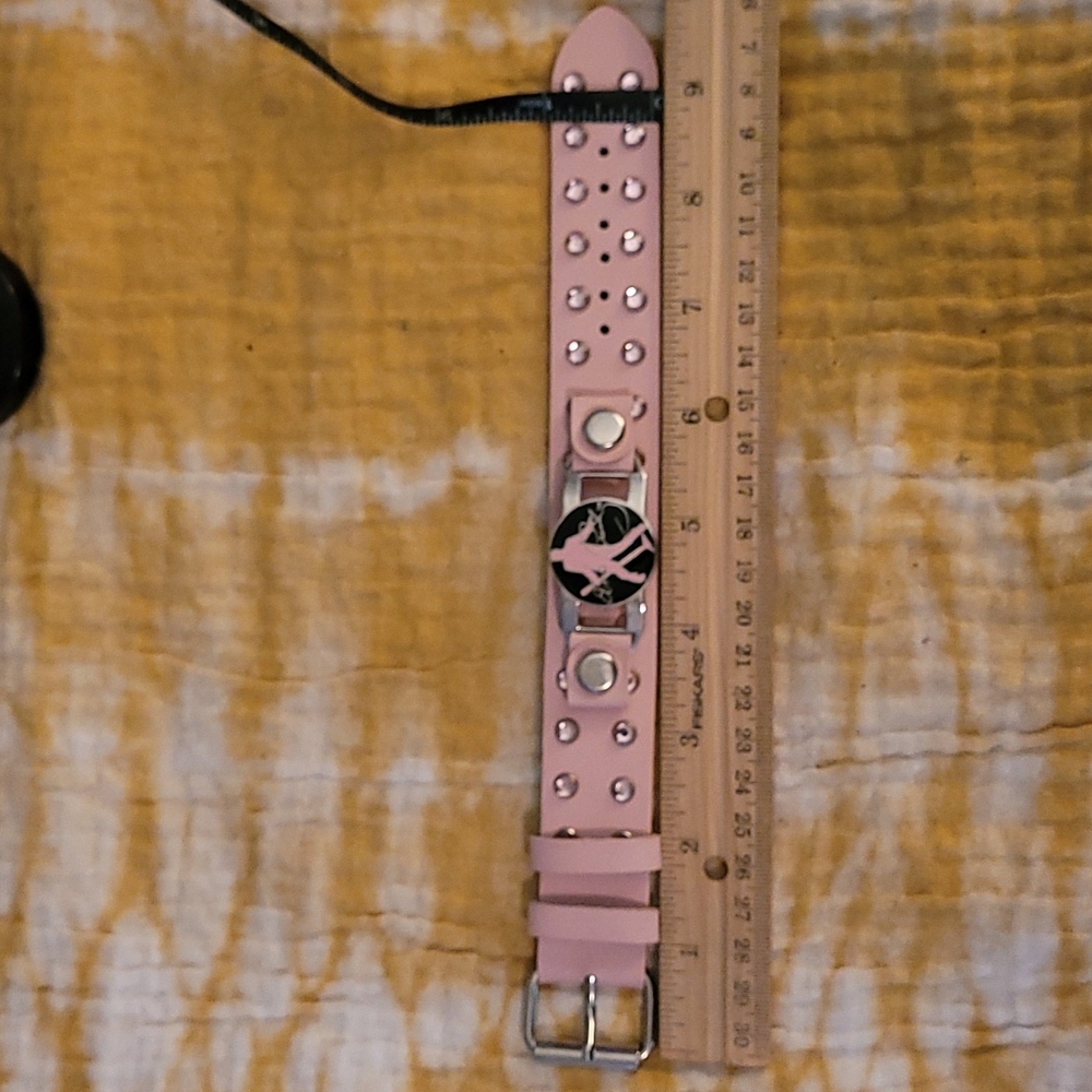 Pink leather elvis bracelet